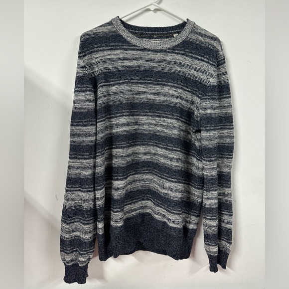 Billy Reid Sweater Men’s Medium Blue White Striped Cotton Linen Blend Italy